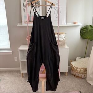 Free People Movement Hot Shot Onesie Washed Black Jumpsuit | XL